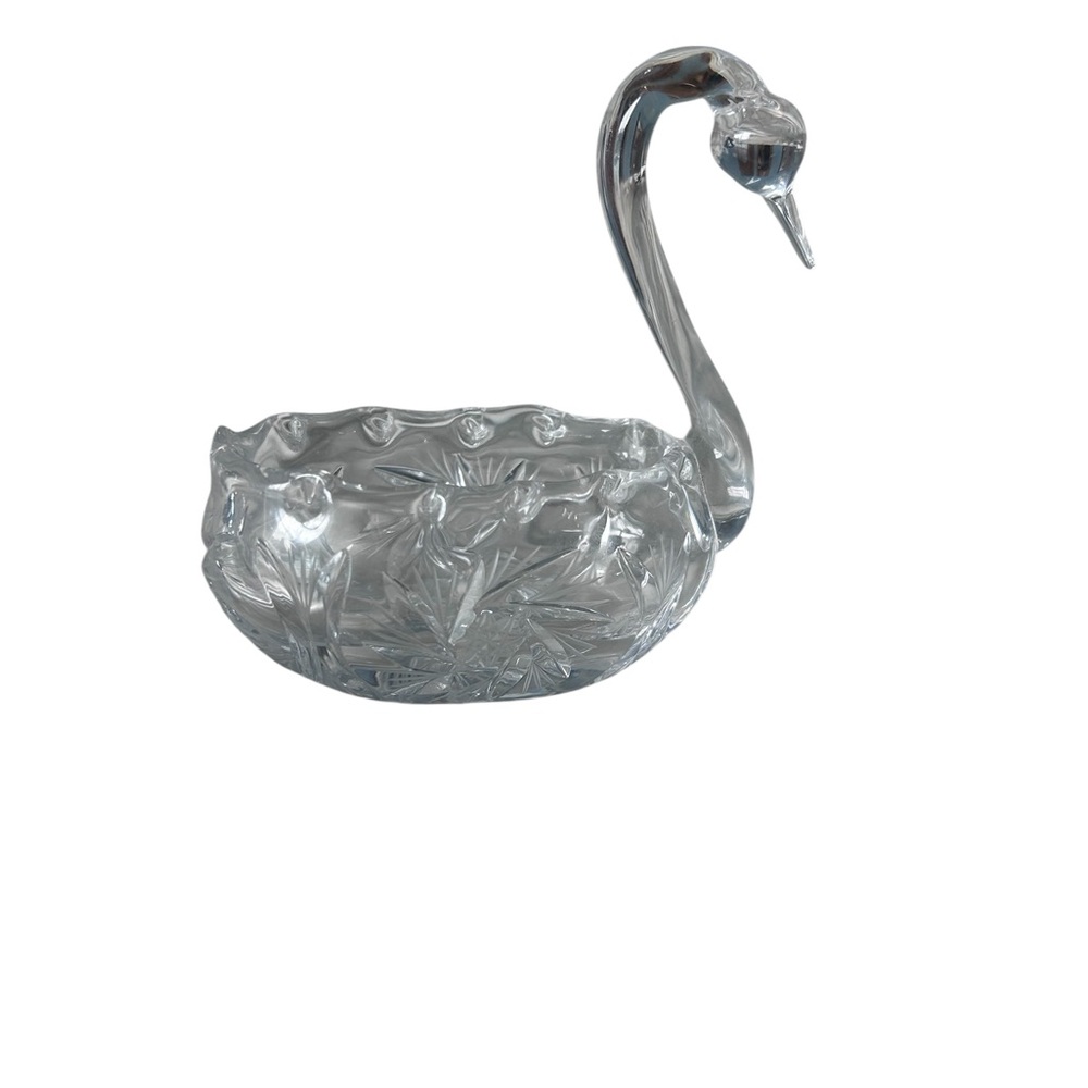 Elegant Clear glass Swan Bowl candy or trinket dish heavy unbranded ornate